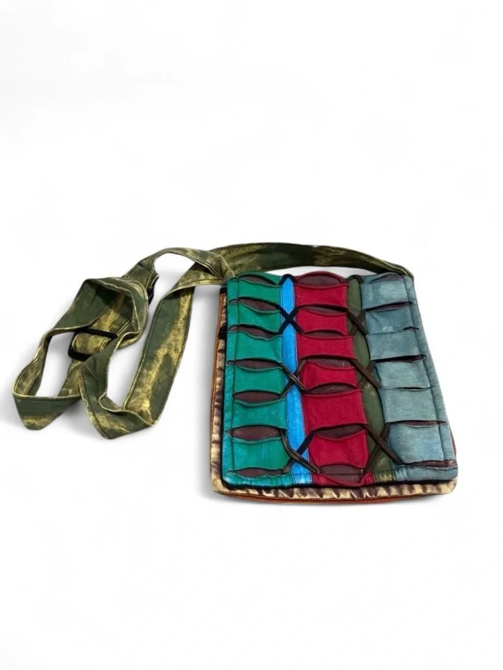 Handcrafted Multicolor Soft Fabric Crossbody Bag - Adjustable Strap